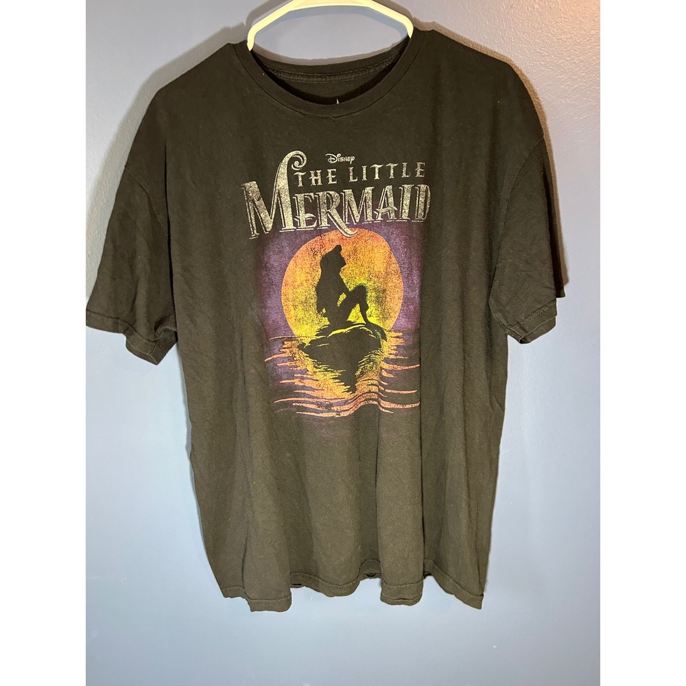 Disney T-Shirt Men's XL Black The Little Mermaid Ariel Silhouette Graphic